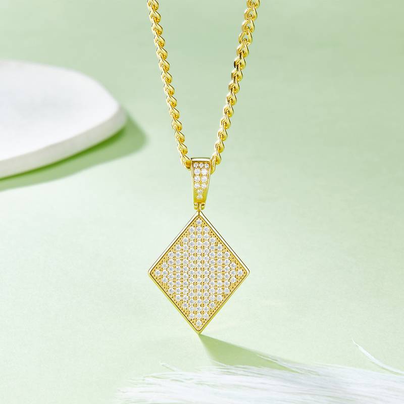 方块嘻哈NecklaceS925银PendantMoissanite厘石D级0.85ct